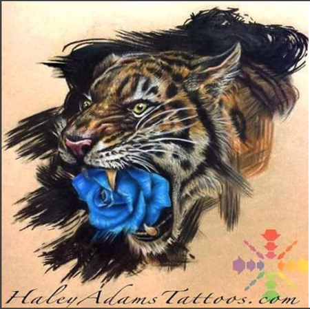 Tattoos - Tiger puking rose - 120145